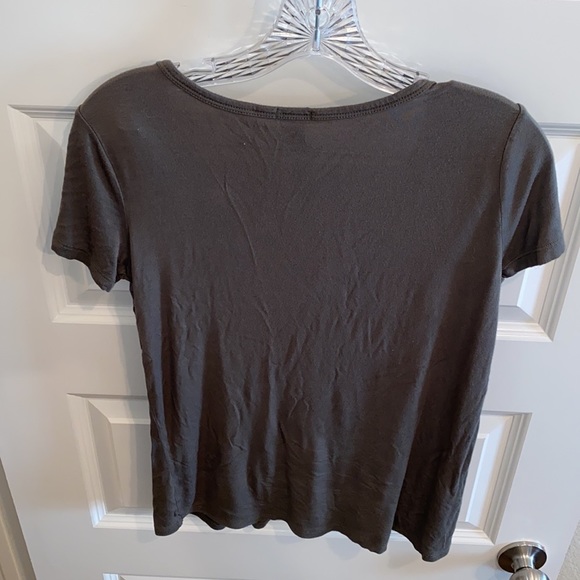 RUE21 Sz S Short Sleeve Henley Tee Olive Stretch Slinky Thin Material Oversized - Picture 8 of 9